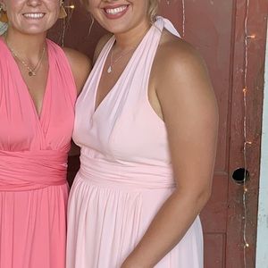 Light pink halter bridesmaid dress